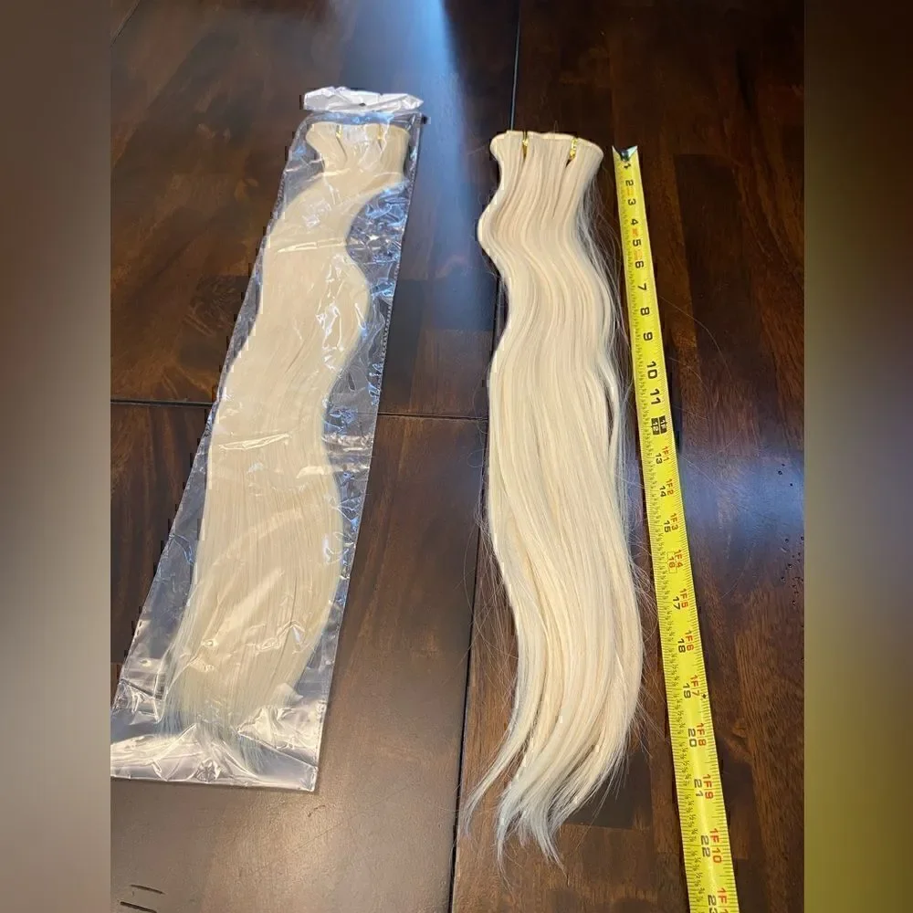 New! 2 Pack (12 clip ins) #613 Bleach Blonde 24 inch Heat Resistant clip ins